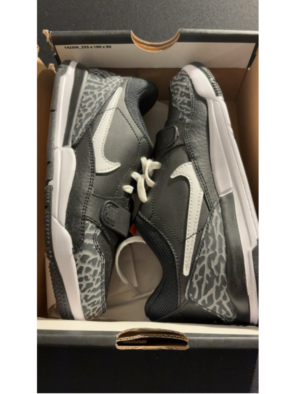 Nike Jordan Legacy 312 Low PS 'Black White Wolf Grey' Size 1.5